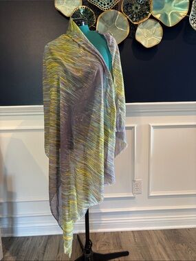2 Chic Sheer Sequin Shawl Wrap Scarf 34x70 Multicolor Fringe Lightweight